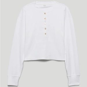 WILFRED White Women’s Cropped Henley - size M